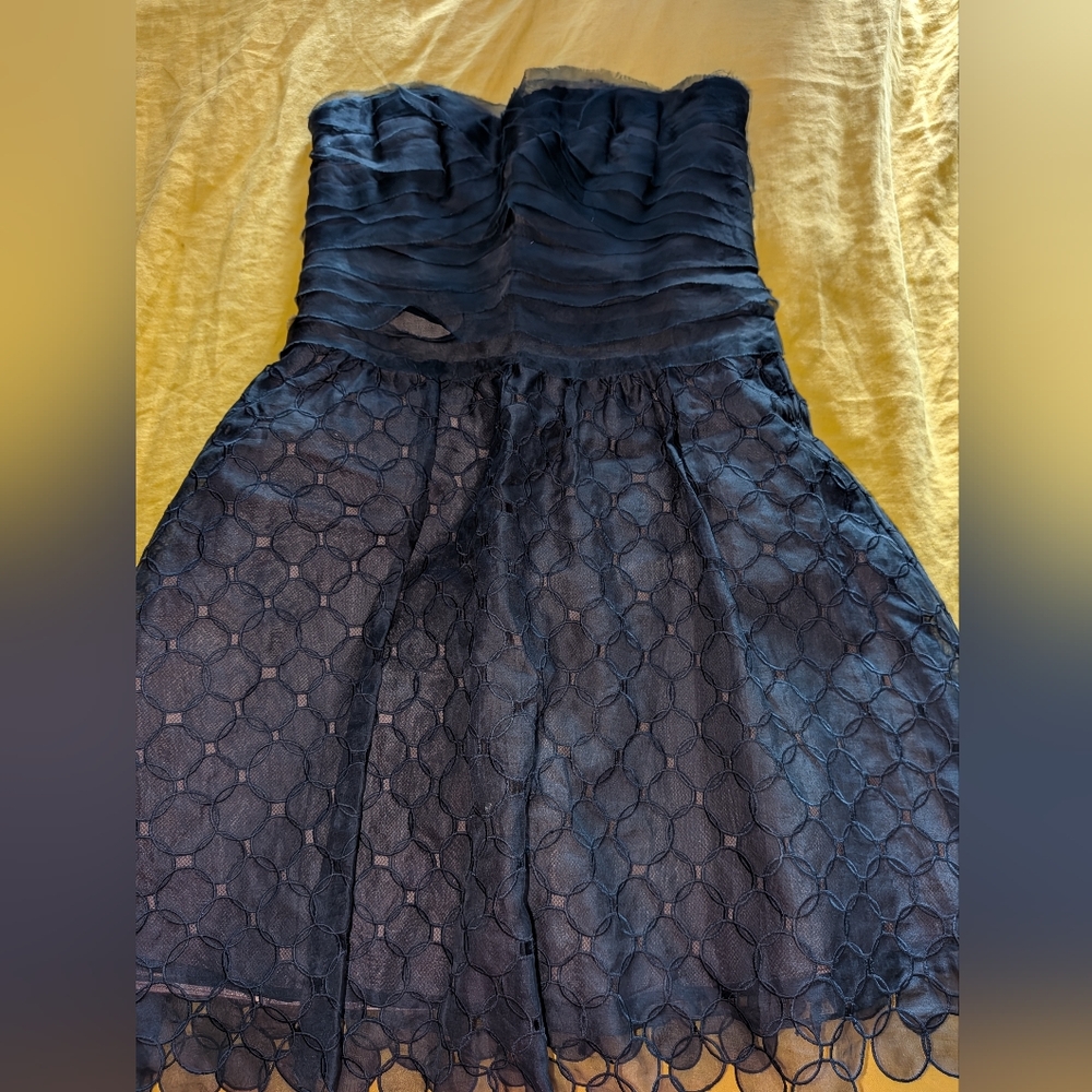 BCBGMaxAzria Strapless Navy Dress